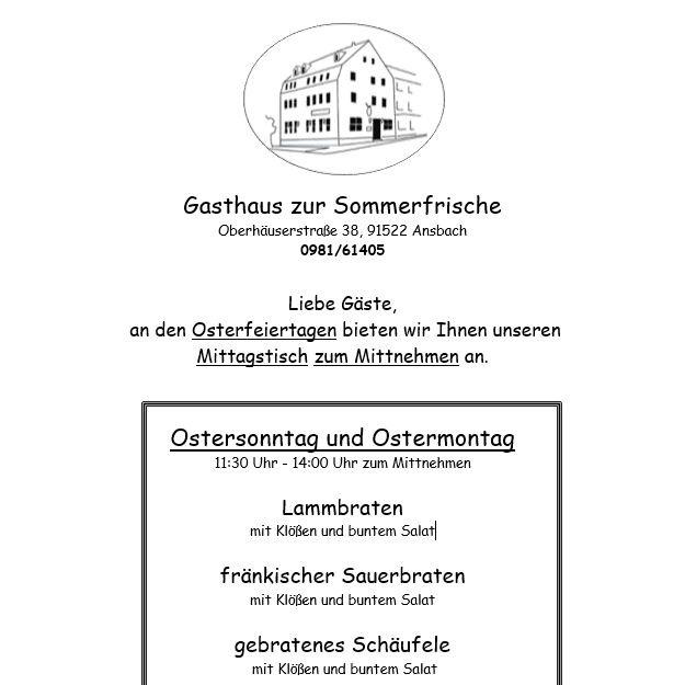 Restaurant "Gasthaus Zur Sommerfrische" in Ansbach