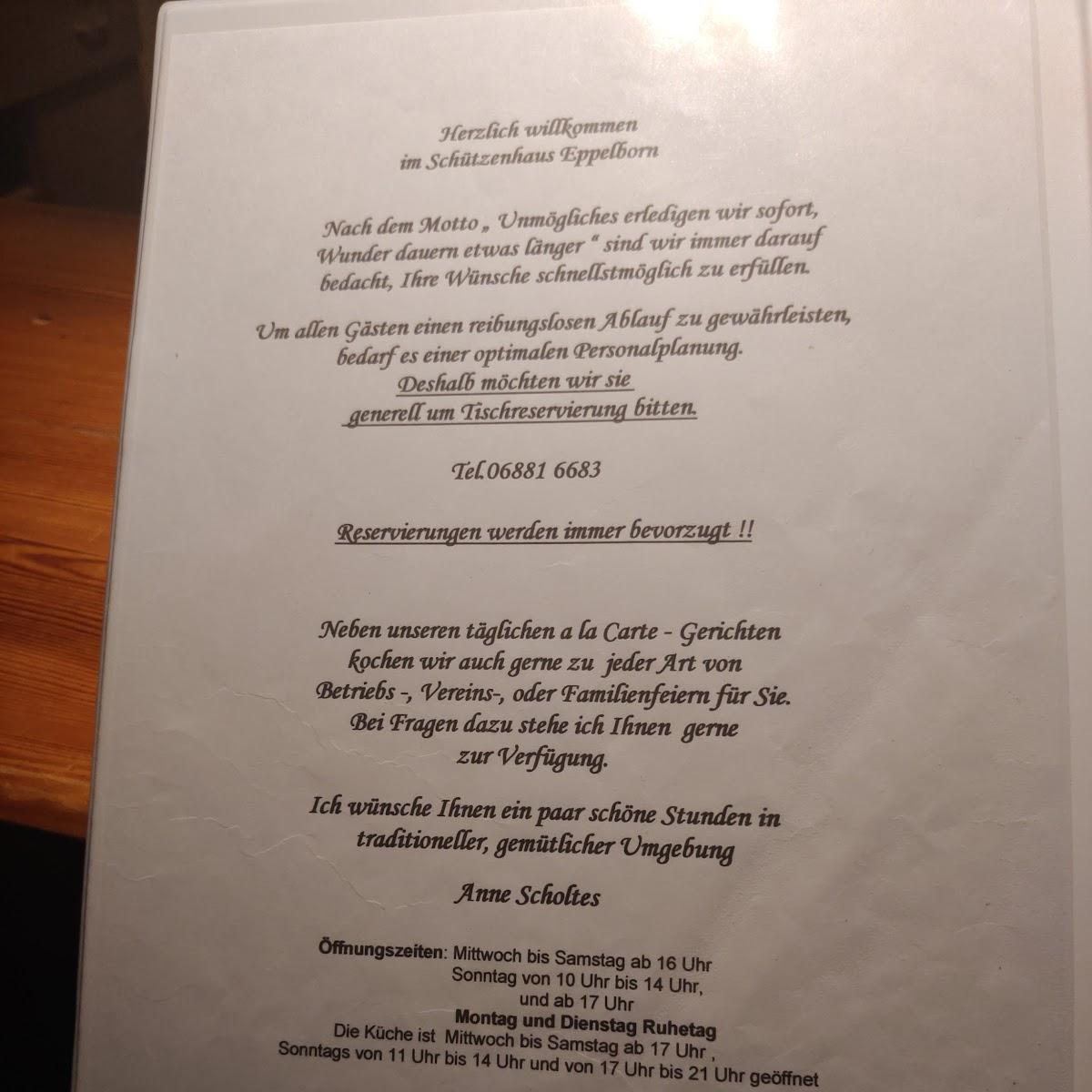 Restaurant "Schützenhaus , Gaststätte" in Eppelborn