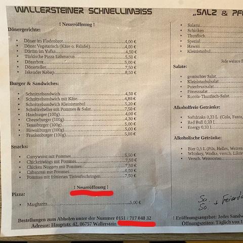 Restaurant "Döner - Kebab er Grillhaus" in  Wallerstein