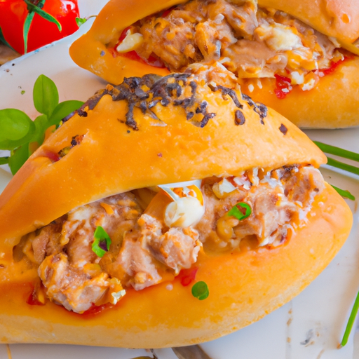 Gefüllte Pizzabrötchen mit Thunfisch