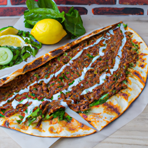 Lahmacun mit Dönerfleisch, Salat und Sauce