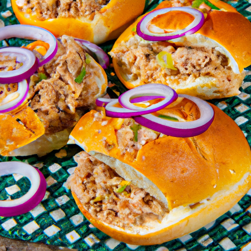 Gefüllte Pizzabrötchen mit Thunfisch und Zwiebeln