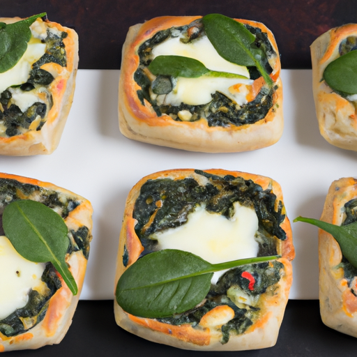 Pizzabrötchen mit Spinat und Schafskäse