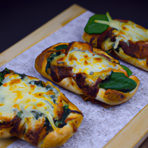 Gefüllte Pizzabrötchen mit Spinat und Käse Rezept