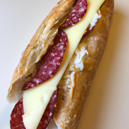 Baguette mit Salami und Käse