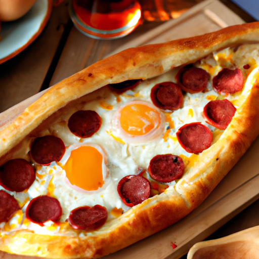 Pide mit Sucuk, Käse und Ei