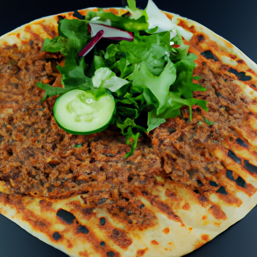 Lahmacun mit Salat und Dönerfleisch