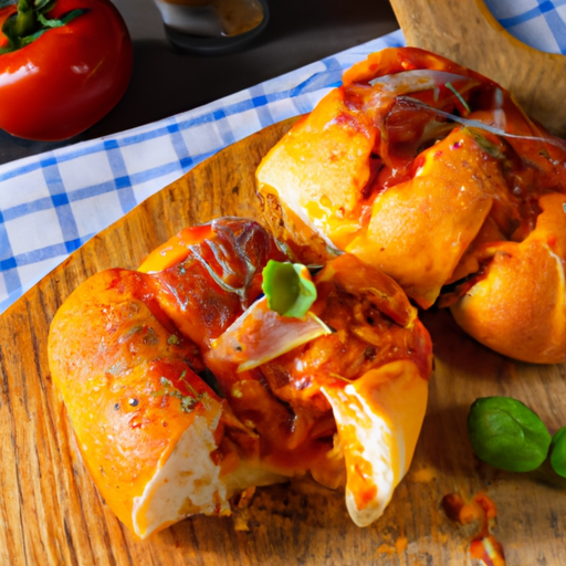 Gefüllte Pizzabrötchen mit Hähnchenfleisch Rezept