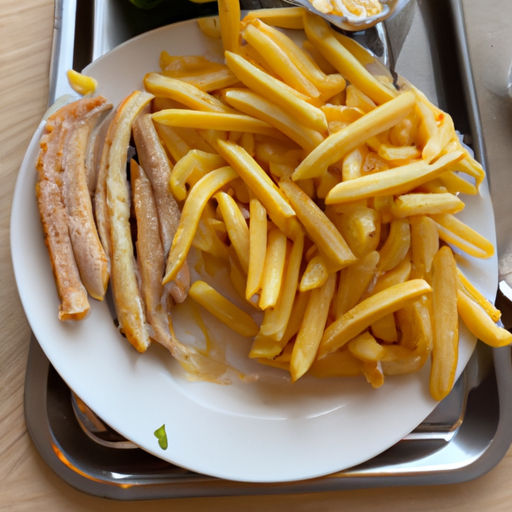 Drehspieß Teller mit Pommes frites Rezept