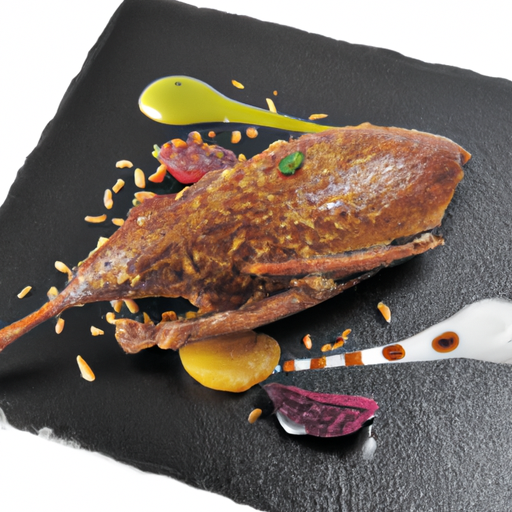 Gebackene Ente mit Erdnusssauce