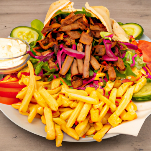 Döner-Teller mit Pommes frites und Salat