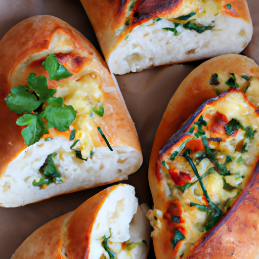 Gefüllte Pizzabrötchen mit Kräuterbutter