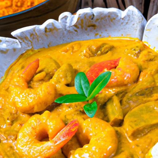Gelbes Curry mit Garnelen
