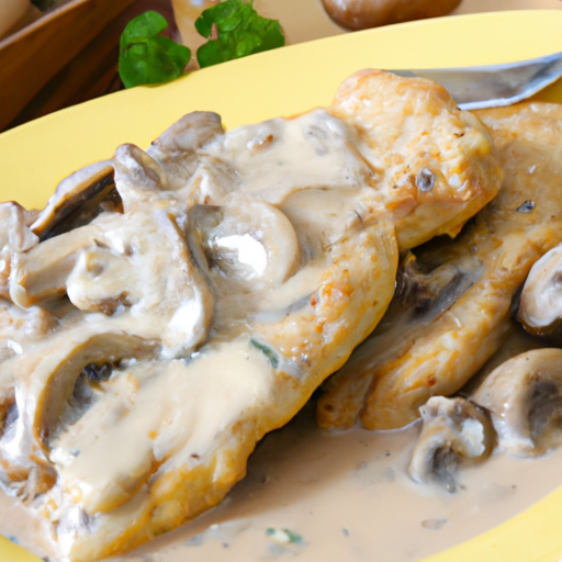 Hähnchenschnitzel mit Champignon-Rahmsauce Rezept