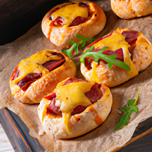 Gefüllte Pizzabrötchen mit Salami und Gouda Rezept