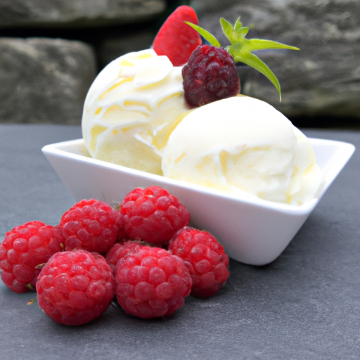 Vanilleeis mit heißen Himbeeren Rezept