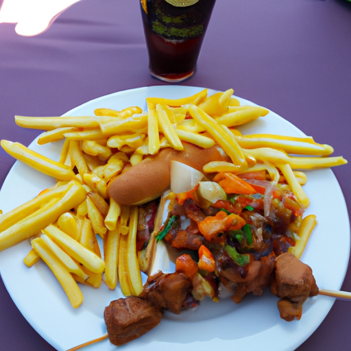 Schaschlik mit Pommes frites