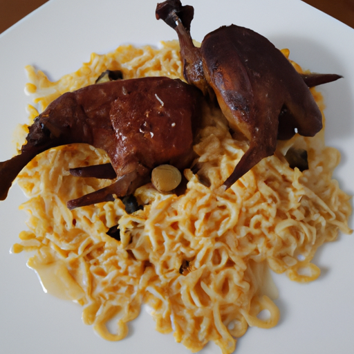 Gebratene Nudeln mit Ente kross