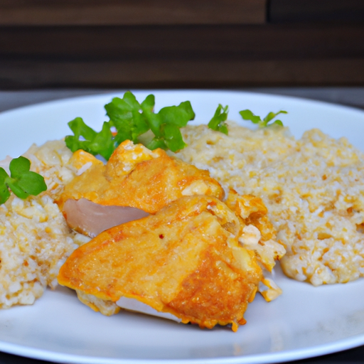 Gebratener Reis mit gebackenem Hühnerbrustfilet Rezept