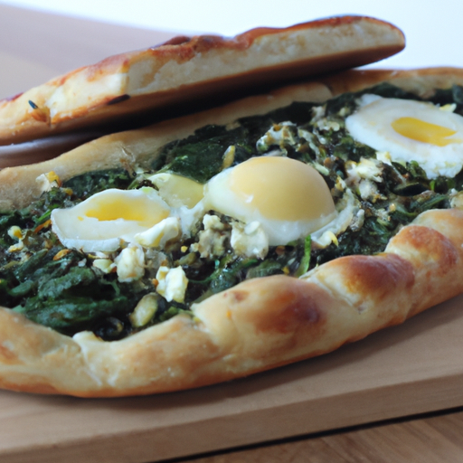 Pide mit Spinat, Ei und Käse