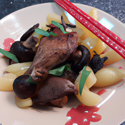 Knusprige Ente mit chinesischen Pilzen und Bambus Rezept