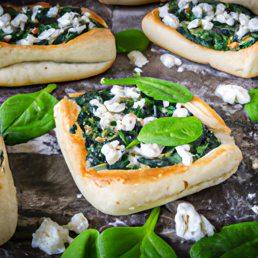 Pizzabrötchen gefüllt mit Spinat und Feta Rezept