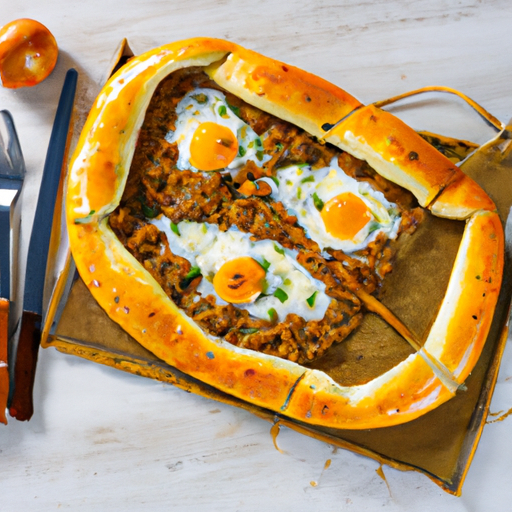 Pide mit Hackfleisch, Ei und Käse Rezept