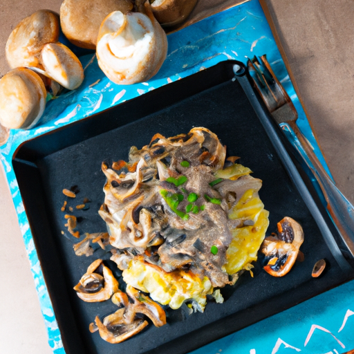 Rösti mit Gyrosfleisch und Champignon-Rahmsauce Rezept