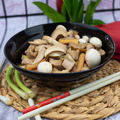 Hühnerfleisch mit Bambus und Champignons Rezept