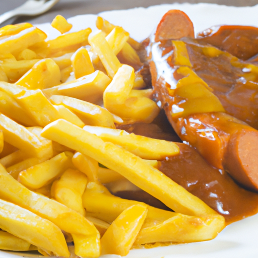 Pommes Frites mit Currywurst