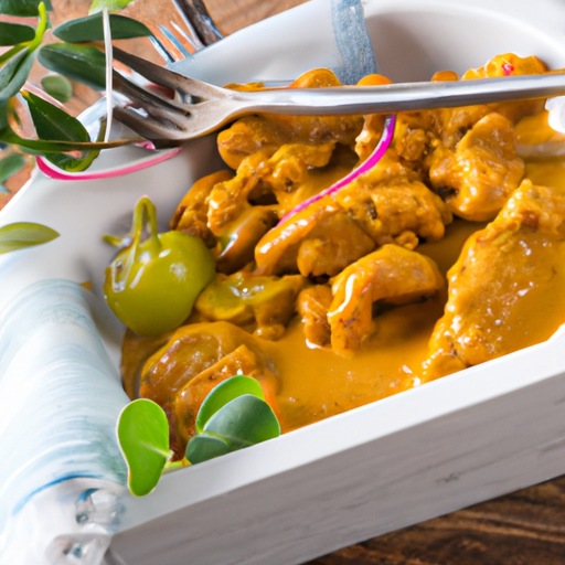 Gebratenes Hühnerfleisch mit Currysauce