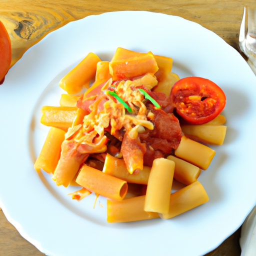 Rigatoni mit Thunfisch, Knoblauch und Tomatensauce