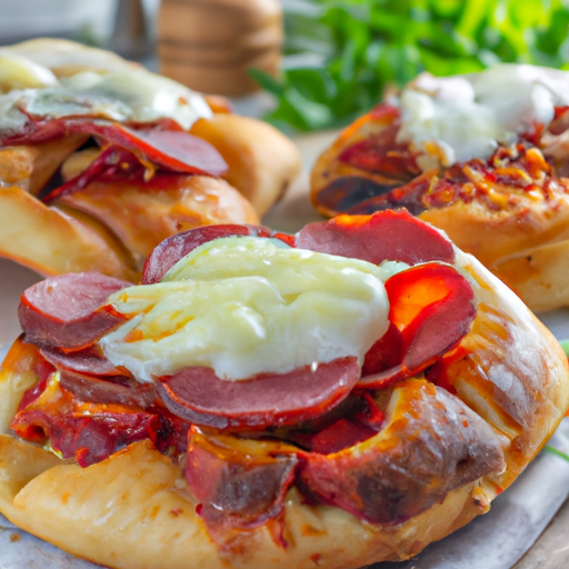 Gefüllte Pizzabrötchen mit Sucuk und Schafskäse