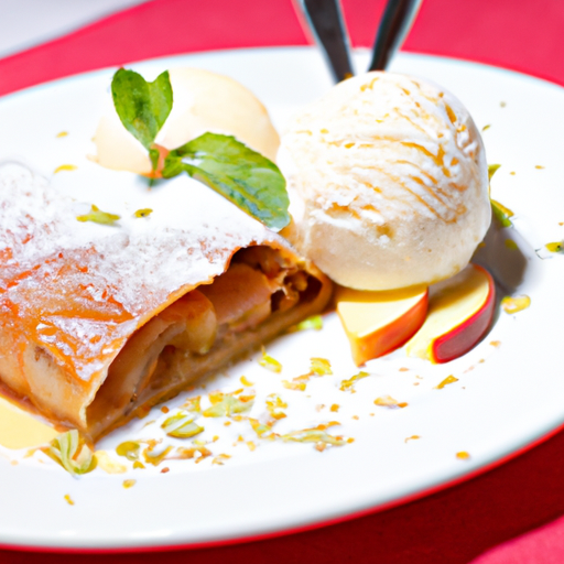 Apfelstrudel mit Vanilleeis