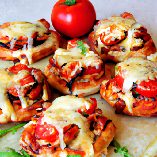 Pizzabrötchen mit Hähnchen und Käse