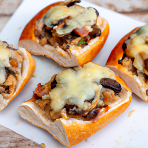 Gefüllte Pizzabrötchen mit Champignons und Käse
