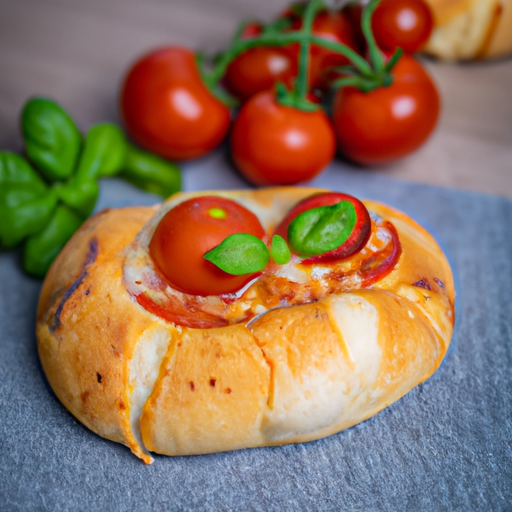Gefüllte Pizzabrötchen mit Mozzarella und frischen Tomaten Rezept