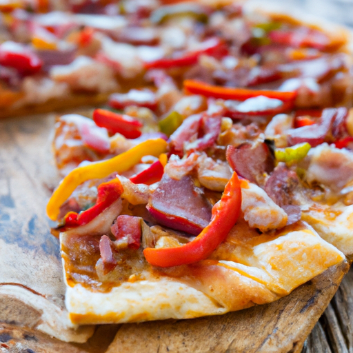 Pizza mit Hackfleisch, mexikanischen Alopinos, Speck, Salami und Paprika