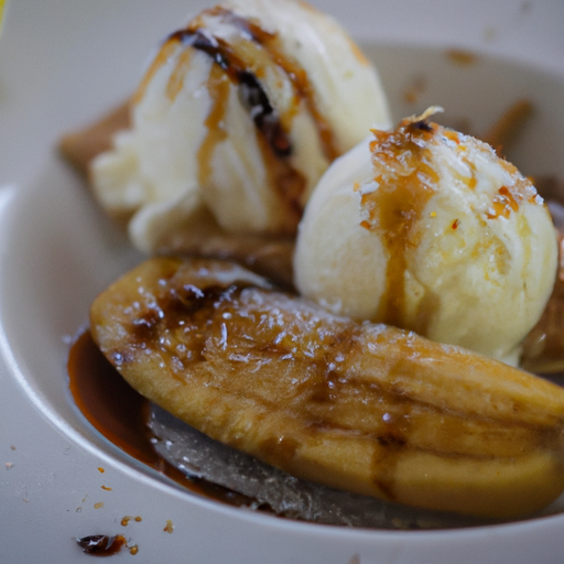 Gebackene Banane mit Eis