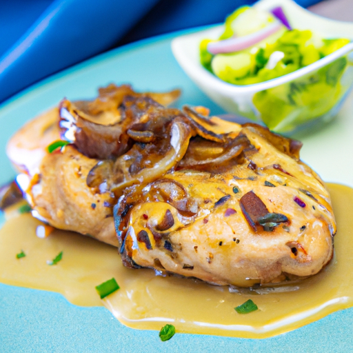 Gegrilltes Hähnchenbrustfilet mit Zwiebel-Bratensauce