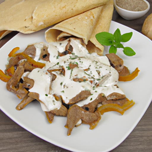 Gyros mit Pfeffer-Rahmsauce