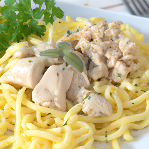 Bratnudeln mit knusprigem Huhn Rezept