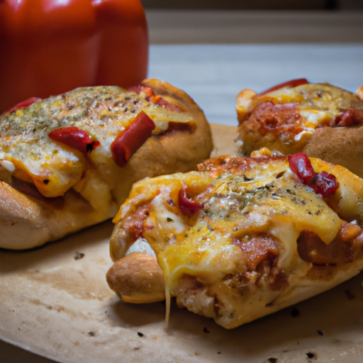 Pizzabrötchen gefüllt mit Peperoni und Käse