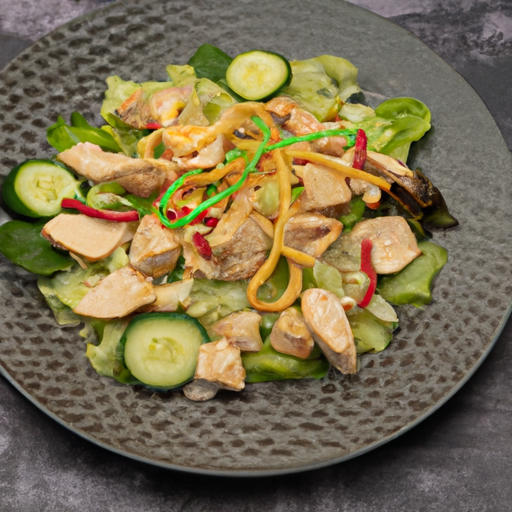 Gemischter Salat mit gebackenem Hühnerfleisch Rezept