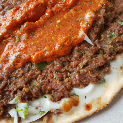 Lahmacun mit Dönerfleisch und Sauce