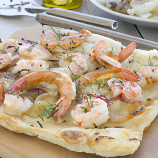 Flammkuchen mit Shrimps