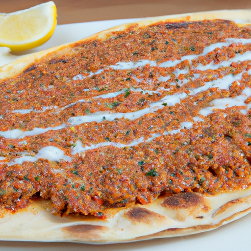 Lahmacun mit Fleisch und Sauce