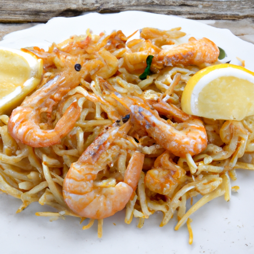 Gebratene Nudeln mit Gambas