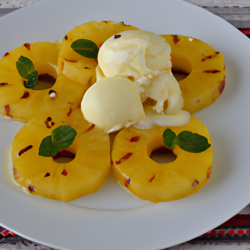 Gebackene Ananas mit Honig und Vanilleeis Rezept