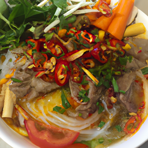 Bun Bo Sa Ot - Vietnamesisches Rindfleisch-Nudelgericht